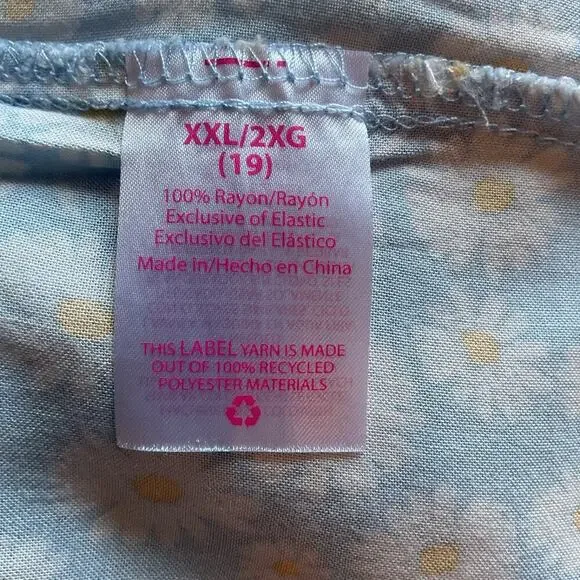 No Boundries Blue Daisy On/Off Shoulder SmockedWaist Short Sleeve Top Plus 2XL - Picture 5 of 7